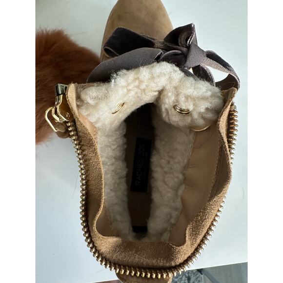 Rachel Zoe VAYL Kid Brown Suede Fur Cuffed Designer Hiking Boots Sz. 6.5 - Picture 10 of 14